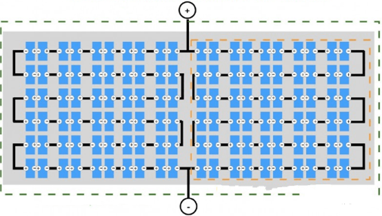 Half-cell solar panel circuit series-parallel structure
