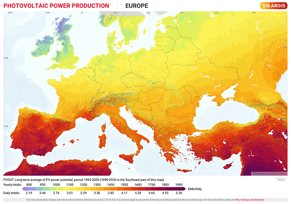 Potencial de electricidad fotovoltaica by SOLARGIS